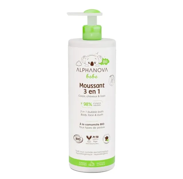 Alphanova 3 en 1 gel lavant bébé bio 400 ml